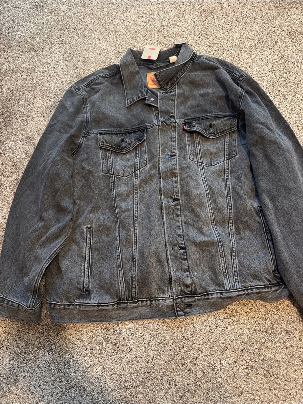 Levi's Men’s Washed Black Distressed Denim Jacket size 4XLT
